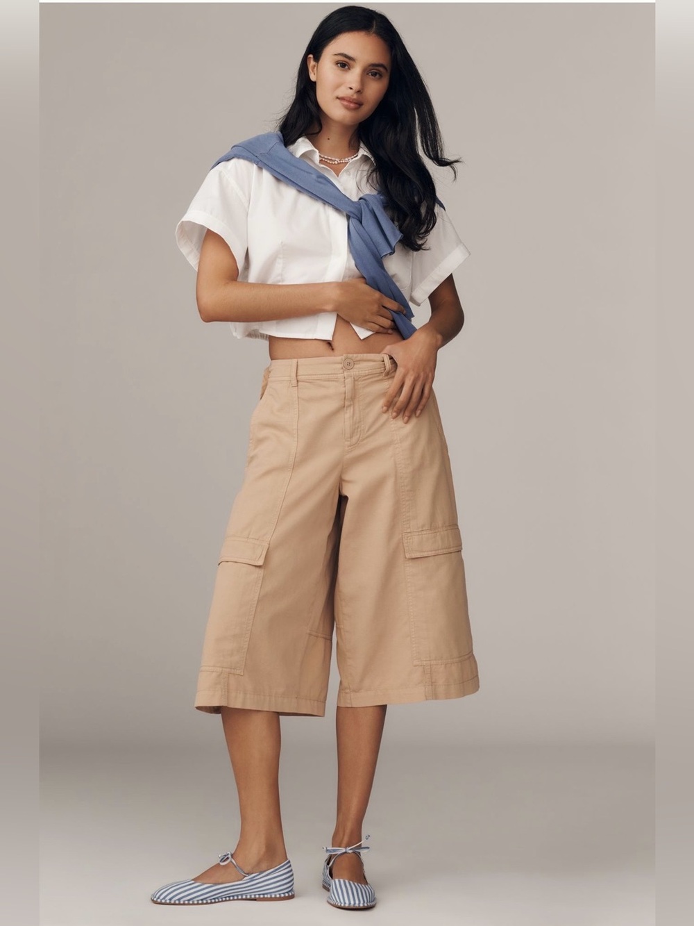By Anthropologie Cargo Linen Blend Culotte Pants, size 4